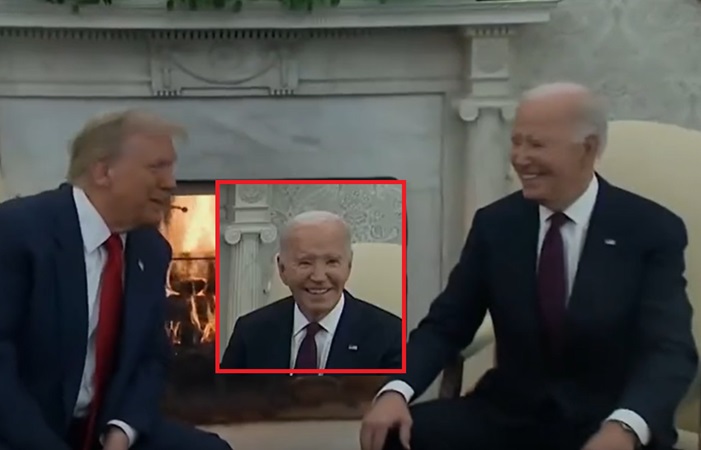 Joe Biden is ALL SMILES next to Donald Trump