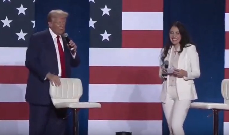 Trump jokes about Kamala setting booby trap